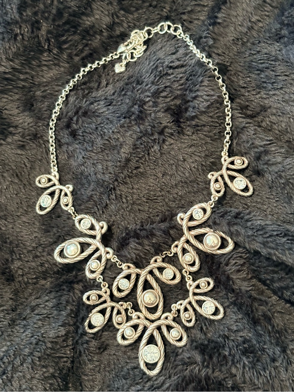 Brighton Silver-Tone Statement Necklace with Crystal Accents